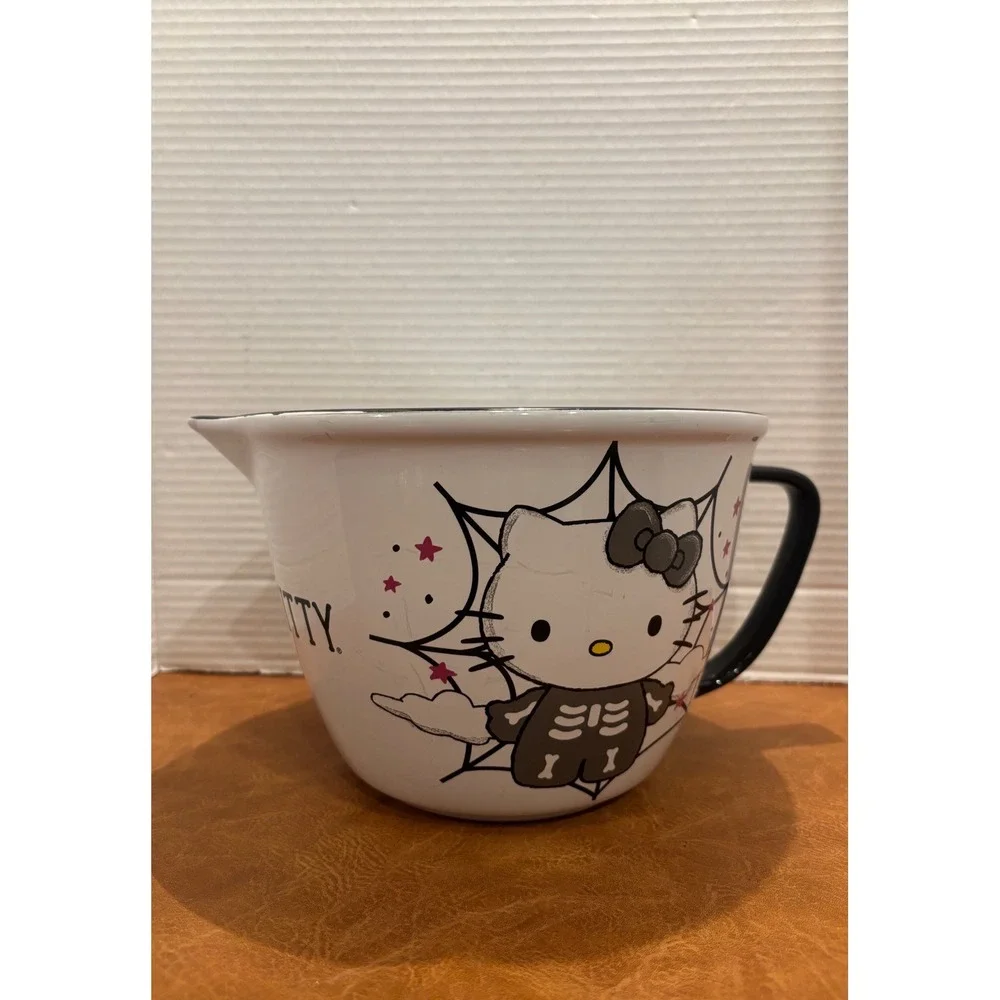 Hello Kitty Sanrio Halloween Skeleton Ceramic Mixing Bowl with Spout and Handle